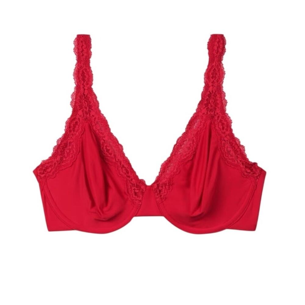 New without tag $105 Wacoal Deep Red Bra 40DD Sexy Camp Pop Of Color Soft